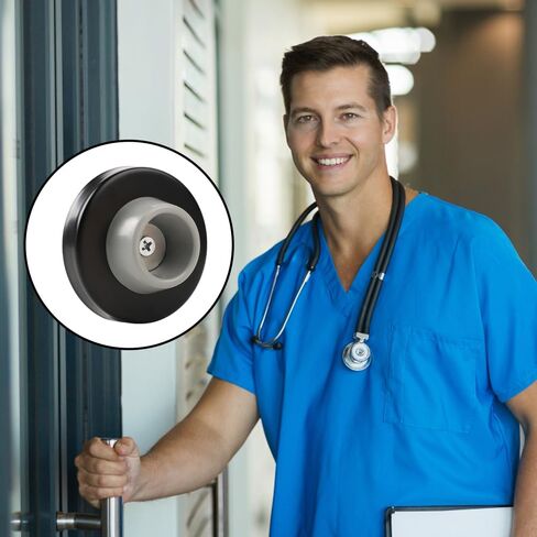 6pcs Concave Wall Door Bumper Stop Gray Rubber Wall Mount Door stoppers Silver Stainless Round Door Knb Stop Protector Prevent Door Handle Damage Shield Walls, Easy to Install in Kuwait