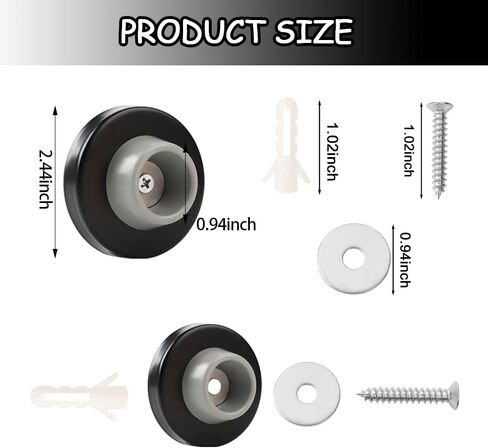 6pcs Concave Wall Door Bumper Stop Gray Rubber Wall Mount Door stoppers Silver Stainless Round Door Knb Stop Protector Prevent Door Handle Damage Shield Walls, Easy to Install in Kuwait