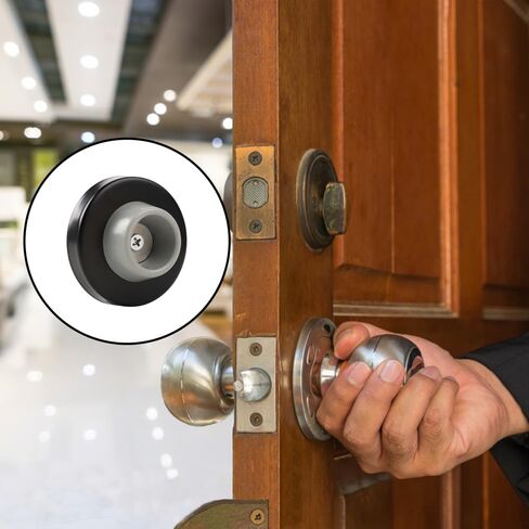 6pcs Concave Wall Door Bumper Stop Gray Rubber Wall Mount Door stoppers Silver Stainless Round Door Knb Stop Protector Prevent Door Handle Damage Shield Walls, Easy to Install in Kuwait