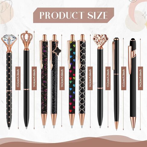 9 Pcs Ballpoint Pens Set Metal Crystal Diamond Pen Glitter Pen for Journaling Black Ink Pretty Cute Pens Fancy Pens Gifts for Women Girls Christmas Birthday School Office Desk(Purple) in Saudi Arabia