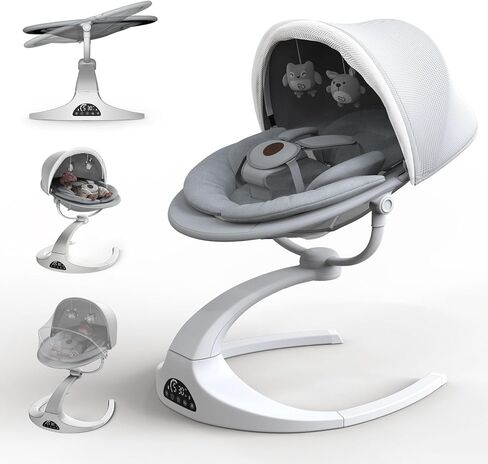 Baby Swings for Infants, Obee Odee Baby Swing, Infant Swing with 5 Speeds, 12 Lullabies, Portable Baby Swing, 360° Rotating Seat, Adapter & Battery Operated, Indoor & Outdoor Use (Gray) in Saudi Arabia