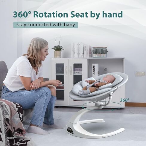 Baby Swings for Infants, Obee Odee Baby Swing, Infant Swing with 5 Speeds, 12 Lullabies, Portable Baby Swing, 360° Rotating Seat, Adapter & Battery Operated, Indoor & Outdoor Use (Gray) in Saudi Arabia