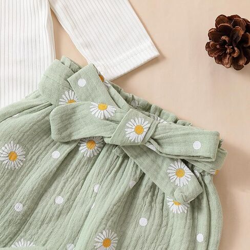 Karwuiio ​Newborn Baby Girl Clothes Ruffled Long Sleeve Romper Print Pants Headband Set 3pcs Fall Winter Outfits in Kuwait