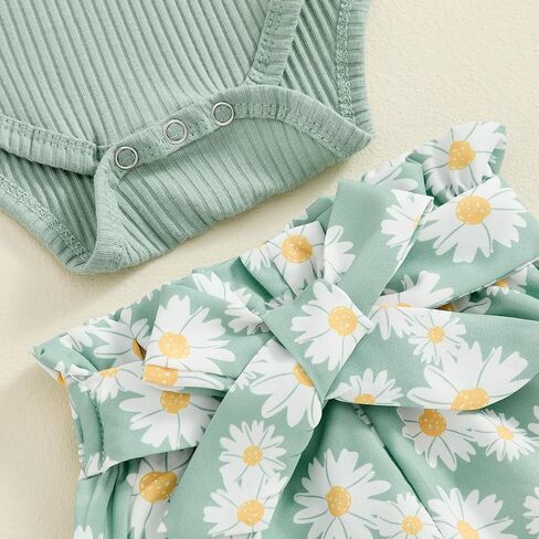 Karwuiio ​Newborn Baby Girl Clothes Ruffled Long Sleeve Romper Print Pants Headband Set 3pcs Fall Winter Outfits in Kuwait