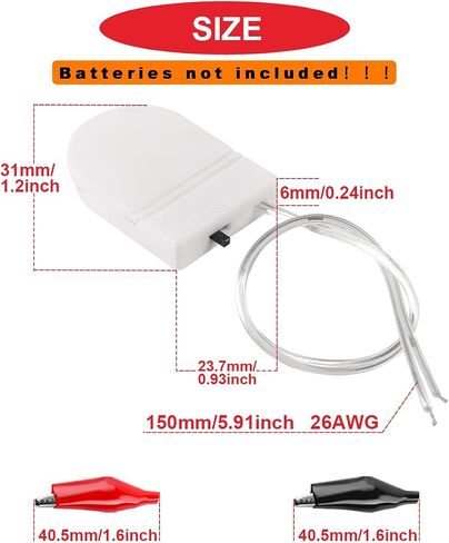 12Pcs CR2032 1 X 3V Battery Holder Battery Storage Boxes Cover White Button Battery Holder Coin Cell Battery Holder with Switch,Wires,On ON-Off Switch and Alligator Clips for Electronic DIY in Saudi Arabia