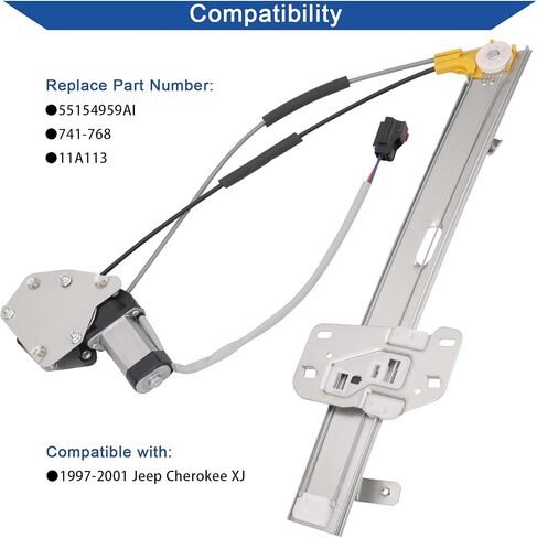 741-769 Front Passenger Side Power Window Lift Regulator with Motor Compatible with Jeep Cherokee XJ 1997-2001 Replacement OEM 55154958AI in Saudi Arabia