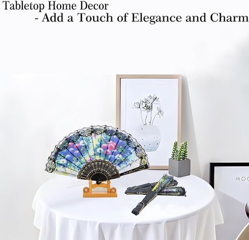 YEAHACLUB 12PCS Spanish Floral Folding Hand Fan with Vintage Handheld Design,Floral Lace Decorative Foldable Accents for Dancing, Cosplay, Party Decor, or Fancy Gift Giving in Saudi Arabia