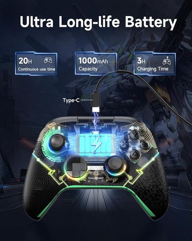 وحدة تحكم EasySMX X15 للكمبيوتر الشخصي مع عصا التحكم في القاعة/مشغلات القاعة/إضاءة RGB - تعمل لأجهزة الكمبيوتر التي تعمل بنظام Windows وAndroid وSteam وSwitch، باللون الأسود in Kuwait