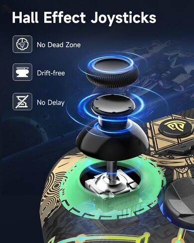 وحدة تحكم EasySMX X15 للكمبيوتر الشخصي مع عصا التحكم في القاعة/مشغلات القاعة/إضاءة RGB - تعمل لأجهزة الكمبيوتر التي تعمل بنظام Windows وAndroid وSteam وSwitch، باللون الأسود in Kuwait