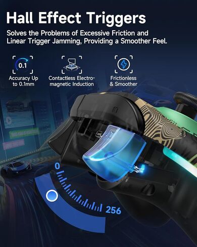 وحدة تحكم EasySMX X15 للكمبيوتر الشخصي مع عصا التحكم في القاعة/مشغلات القاعة/إضاءة RGB - تعمل لأجهزة الكمبيوتر التي تعمل بنظام Windows وAndroid وSteam وSwitch، باللون الأسود in Kuwait