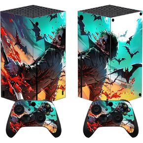 PlayVital Bat Demon Custom Vinyl Skins for Xbox Core Wireless Controller, Wrap Decal Cover Stickers for Xbox Series X Console Controller