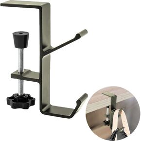Desk Mount Bag Holder Hook Clamp-On Backpack Hanger Portable Desk Mount Headphones Holder Reduce Desk Clutter for Table Desk, Under Counter (Black)