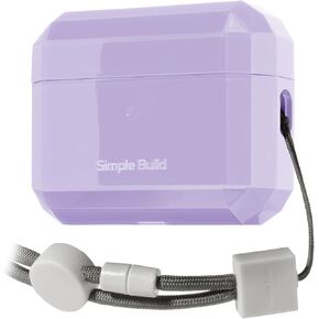 غطاء حافظة AirPods Pro الثاني بهيكل مركب وغطاء صلب لامع مع حبل Safly (لافندر)