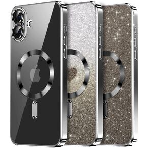 for iPhone 16 Pro Max Case with 1X Screen Protector, [Seamless Work with Magsafe] [Interchangeable Glitter Card], with Integrated Lens Protection Women Case for iPhone 16 Pro Max, Desert