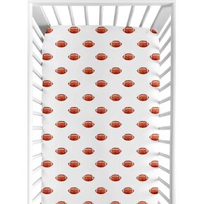 Sweet Jojo Designs Brown and White Football Boy Baby Fitted Crib Sheet for Infant Newborn Nursery Toddler Bed Room Standard Mattress - for The Vintage Foot Ball Sports Themed Footballs Collection