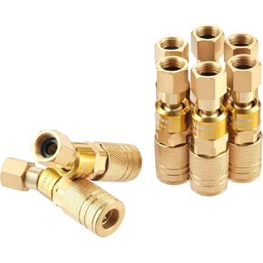 Yolass 8Pcs 1/4"NPT 360°Swivel Brass Rotary Coupler,1/4"NPT Air Hose Fittings,Air Compressor Fittings Quick Connection Fittings
