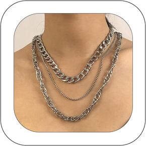 Cuban Link Chain Necklace Punk Belt Buckle Shaped Chunky Choker Necklace Statement Thick Chain Necklace Jewelry Gifts for Women Men