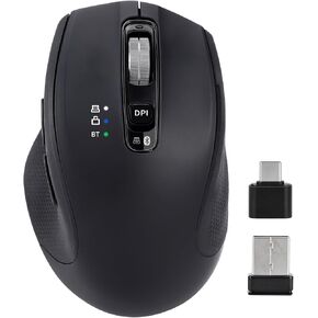 Bluetooth Mouse, Multi-Device Wireless Mouse with USB-A, USB-C Receiver Ergonomic Silent Clicking Rechargeable Mouse for Computer Desktop PC Laptop Mac iPad and Windows(Black)