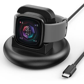 Vancle Charger for Fitbit Versa 4/ Fitbit Versa 3/ Fitbit Sense 2/ Fitbit Sense, Anti-Slip Charging Stand Dock with 3.3Ft USB C Cable Cord for Sense 2/Sense/Versa 4/Versa 3 Smartwatch