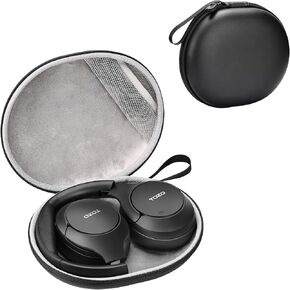 TOZO Headphone Case Cover for TOZO HT2 HA1 HT1 Wireless Headphones,Anti-Scratch, Water and Dust Resistant, Pocket for Cable, Faux Leather Storage Bag, Case Only, Black
