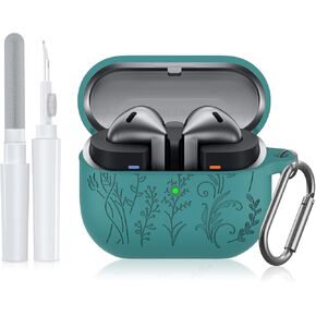 Compatible with Samsung Galaxy Buds 3 Case & Galaxy Buds 3 Pro Case with Cleaner Kit, Premium Silicone Headphones Case with Carabiner Accessories Set for Men Women(Purple)