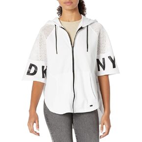 DKNY Women's Hooded Anorak Zip Up Poncho Jacket