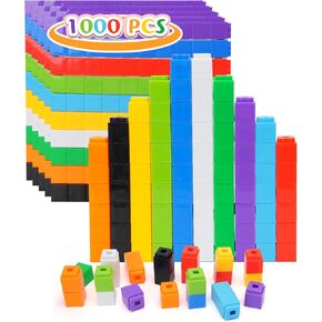 1000 Pcs Math Linking Cubes for Classroom, Kids Counting Blocks for Math STEM Connecting Cubes Math Manipulatives Linking Building Blocks for Spatial Intelligence, Counting,and Creativity