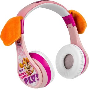 eKids Paw Patrol Skye Bluetooth Headphones, Wireless Headphones with Microphone Includes Aux Cord, Volume Reduced Kids Foldable Headphones for School, Home, or Travel