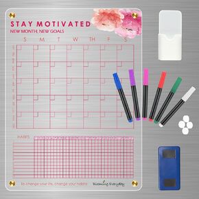 Habit Tracker Monthly Planner Acrylic Calendar for Fridge 12x16 Acrylic Dry Erase Board Used As Habit Tracker Planner Magnet Calendar Fridge Calendar Workout Calendar Fridge Decor