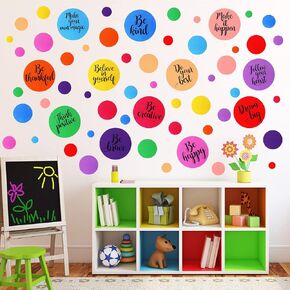 Tallew 576 Pcs Polka Dot Wall Decals Inspirational Wall Decal for Classroom Motivational Quote Circle Wall Sticker Removable Lettering Positive Saying Sticker for Dance Yoga Gym(Morandi Color)