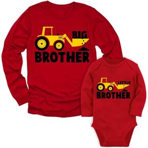 Tractor Big Brother Little Brother Matching Outfits Sibling Long Sleeve Shirts