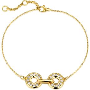 Valloey Rover Dainty Gold Link Chain Bracelet for Women 14K Gold Plated Simple Delicate Bead Cuban Link Bracelet Handmade Minimalist Jewelry
