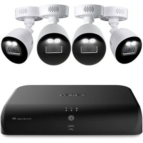 Lorex Fusion 4K 8MP 12 Camera Capable (8 Wired + 4 Wi-Fi) 2TB Wired DVR System with 4 Indoor/Outdoor Bullet Cameras - Active Deterrence, Color Night Vision, 108° Wide Angle Lens, IP67 Weatherproof