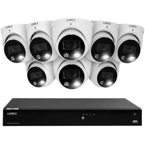 Lorex N4K3SD-168WD-2 Lorex Fusion 4K 16-Channel 3TB Wired NVR System with 8 E893DD Smart Deterrence Dome Security Cameras