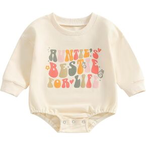 Aunties Bestie Baby Clothes Girl Boy Bubble Romper Newborn Sweatshirt Onesie Oversized Bodysuit Infant Fall Outfit