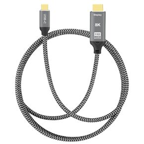 USB C to HDMI 2.1 8K Cable [8K@30Hz, 4K@144Hz] 6.6FT Aluminum Type-C to HDMI Braided Cord - Thunderbolt 4/3 Compatible - Future 8K UHD Visual Feast - Support 48Gbps/HDCP2.3/HDR
