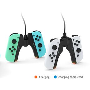 Dobe - قاعدة شحن متوافقة مع Nintendo Switch لجهاز Joy Con ووحدة تحكم طراز OLED مع مؤشر LED لامبوست، ومحطة حامل شاحن مع كابل شحن (TNS-1180)