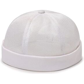 Men's Solid Color Brimless Beanies Sailor Vintage Skull Docker Cap with Back Adjustable Buckle Black