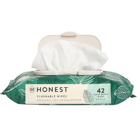 The Honest Company Plant-Based Flushable Wipes | 99% Water, Hypoallergenic, EWG Verified, Safe to Flush | Fragrance Free, 336 Count