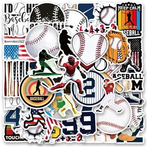 100PCS Baseball Stickers,Cute Sport Vinyl Waterproof Decals for Boys Water Bottle Laptop Birthday Party Gift Supplies Favors