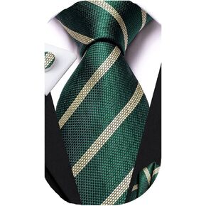 Dubulle Mens Pink Blue Striped Tie Neckties for Men and Handkerchief Cufflinks Set Wedding