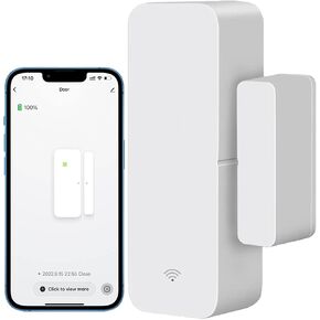 WiFi Door Sensor, Tuya Smart Door Window Sensor, Smart Window Sensor Real-time Alarm Compatible with Alexa Google Assistant,Home Security Door Open Contact Sensor for Business Burglar Alert (1 Pack)