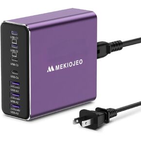 Aluminum Alloy USB C Charger 7 Port Fast Charging Station,65W USB C Laptop Charger Compatible with MacBook Pro/Air Purple