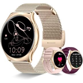 Womens Smart Watch [Make/Receive Call] 1.43" AMOLED HD Screen Ladies Watch for Android & iOS Phones 100+ Sport Modes Heart Rate SpO2 Sleep Monitor Waterproof Activity Tracker Fitness Watch