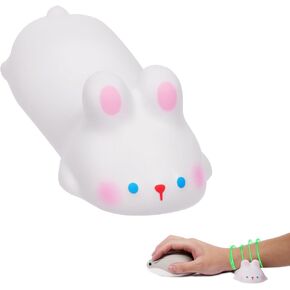Soft Mouse Wrist Rest Support, Gel Ergonomic Hand Rest Support Mini Mini Cute Cartoon Animal Wrist Cushion for Computer Laptop Office PC Gaming Easy Typing Wrist Pain Relief and Repair(Rabbit,White)
