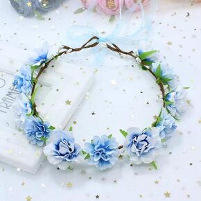 AKOAK 1 Pack Flower Crown, Bohemian Wreath for Girls Floral Tiara, Wedding Headband, Bride Bohemian Wreath/Baby Shower/Photo/Toddler (Flesh Pink)