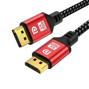 DP 2.1 Cable, 30ft DisplayPort Cable, 16K,10K,8K@60Hz,4K@144Hz,2K@240Hz HBR3 Support, HDR 4:4:4 / HDR 10 and HDCP 2.2 for Laptop, TV Gaming Monitor (Red)