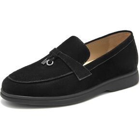 BEAU TODAY Loafers for Women, Classic Womens Leather Loafers, Casual Slip-on Loafers Women, Breathable Lightweight Handmade Work Flats for Women