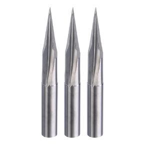 HARFINGTON 3pcs CNC V Bit 15 Degree 15/64" Shank 0.5mm Tip Engraving V Bits Carbide Chamfer End Mill with 2 Straight Flutes CNC Wood Carving Bit Tool for Wood Plywood Acrylic MDF Lettering