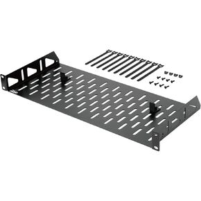 1U Rack Shelf,19 inch Rack Shelf 8 inch Depth,Rack Mount Shelf with Anti-Slip Stops,Server Rack Shelf and Network Shelf for 19 in Equipments, 55lbs Capacity of Vented 1U Shelf,Black,No Lip